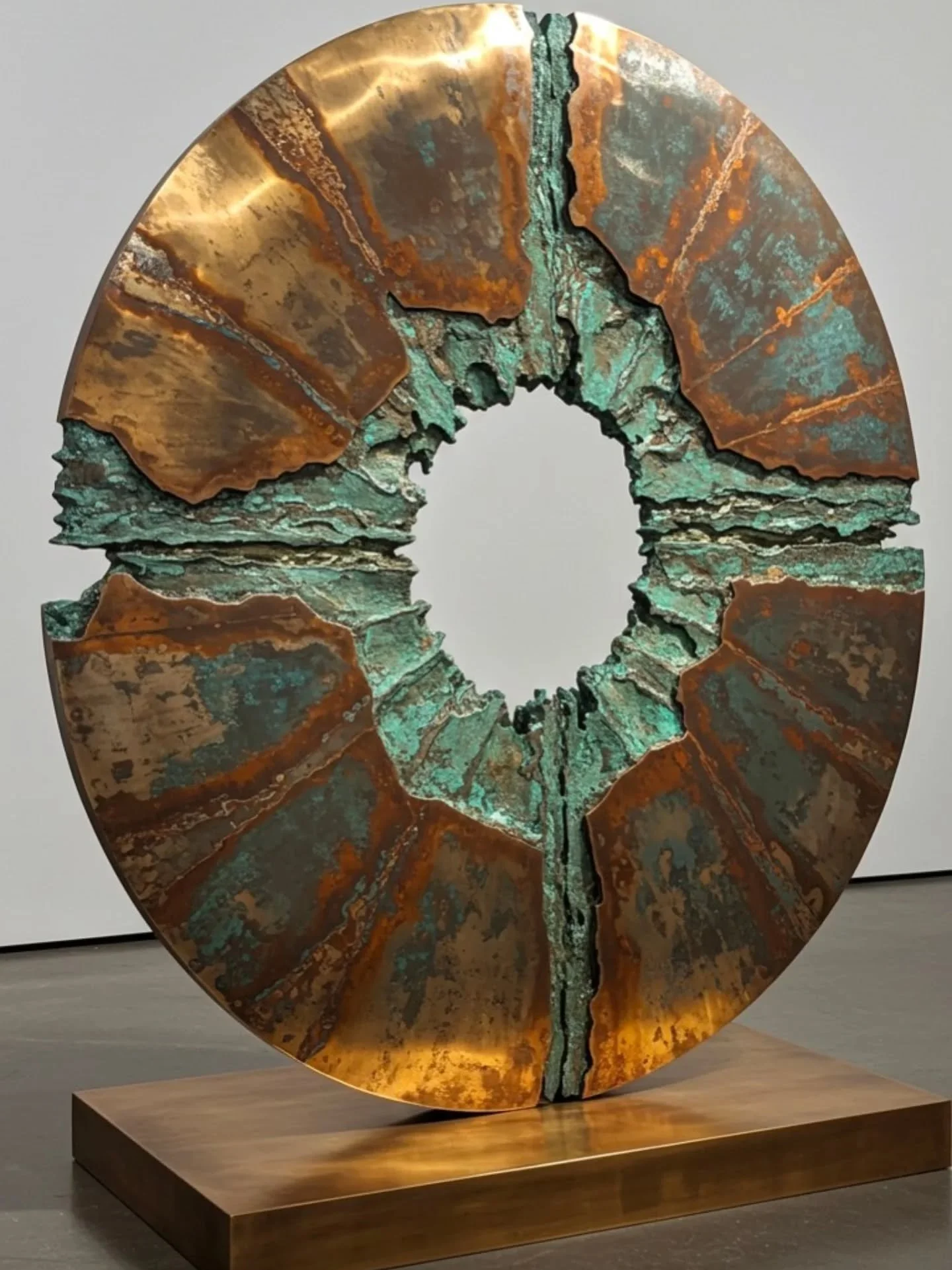 Title - Beneath the Veneer 
Edition - 1/1 Studio Original
Material - Cast Silicon Bronze, Phosphor Bronze and Stainless Steel
Finish - Copper Green and Antique Patina
Base - Phosphor Bronze and Stainless Steel
Finish - Antique Patina

Single-Edition 