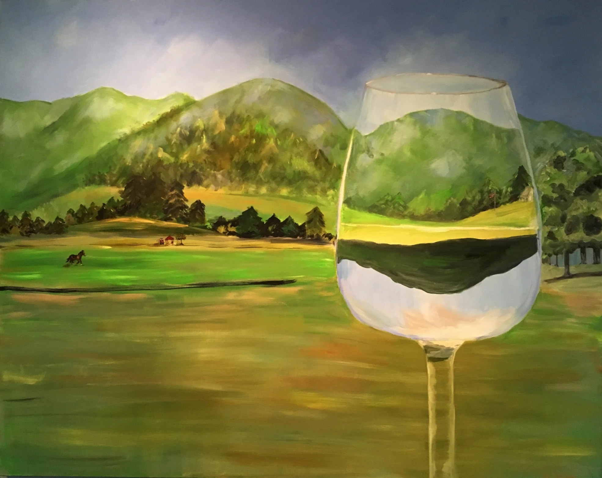 Through Wine Eyes, 48 x 60 Acrylic on Canvas