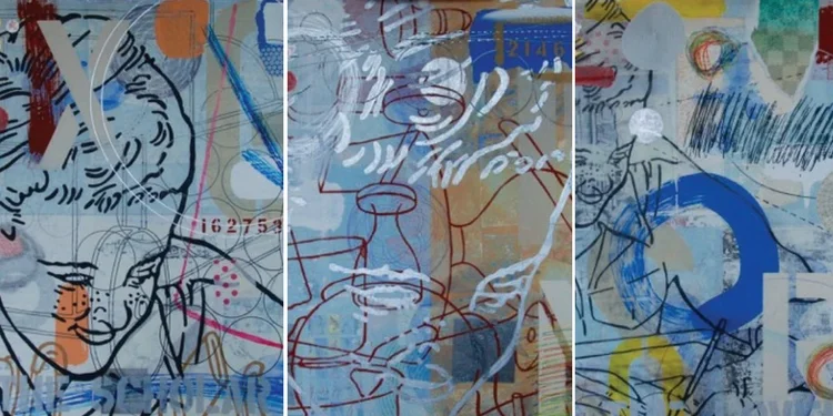 The Scholar, (detail), 2016, mixed media on paper, 23 x 23 in. The Idealist, (detail), 2016, mixed media on paper, 23 x 23 in. The Lover, (detail), 2016, mixed media on paper, 23 x 23 in. Photos courtesy of the artist