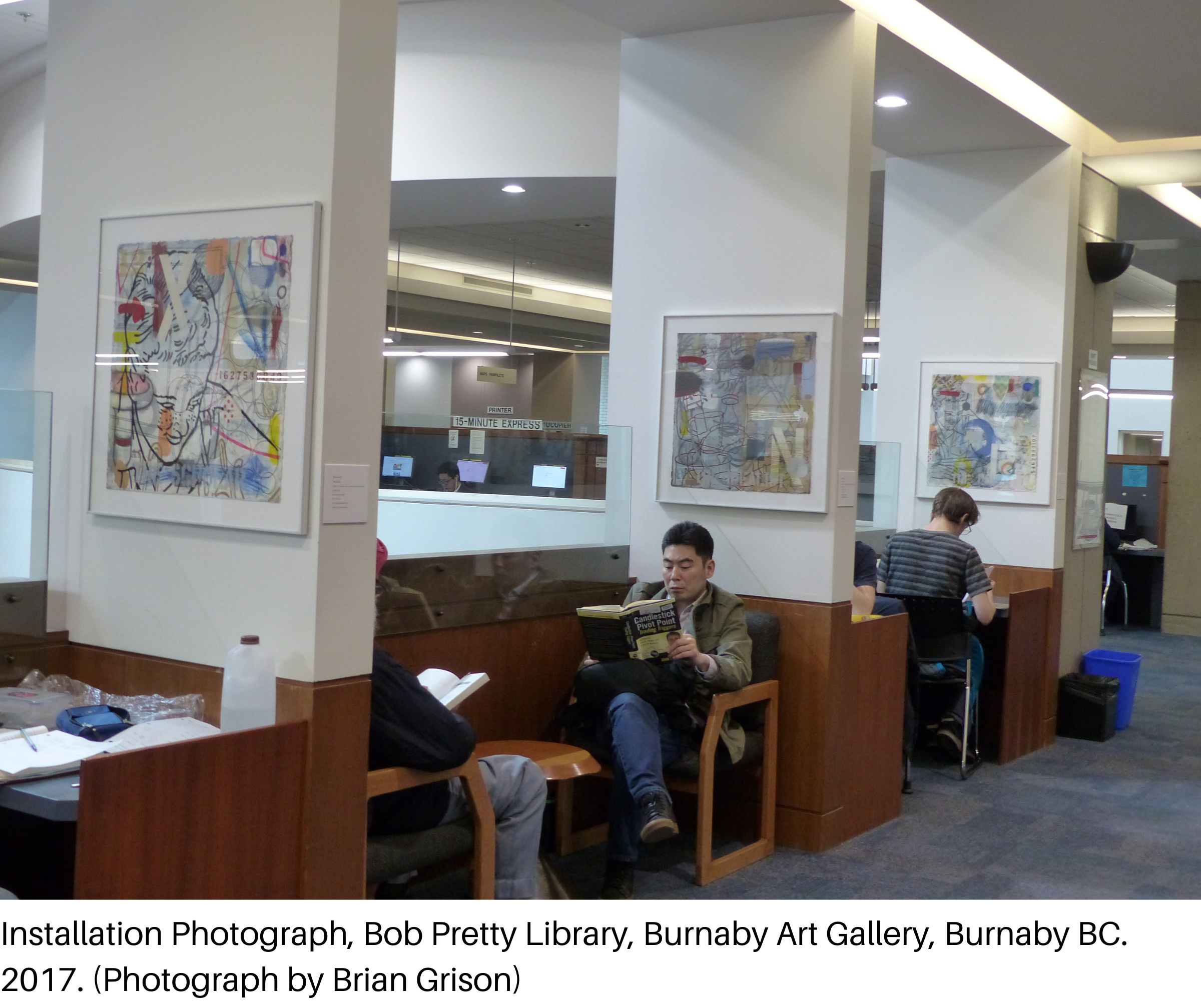 Installation Photograph, Bob Pretty Library, Burnaby Art Gallery, Burnaby BC. 2017. (Photograph by Brian Grison)