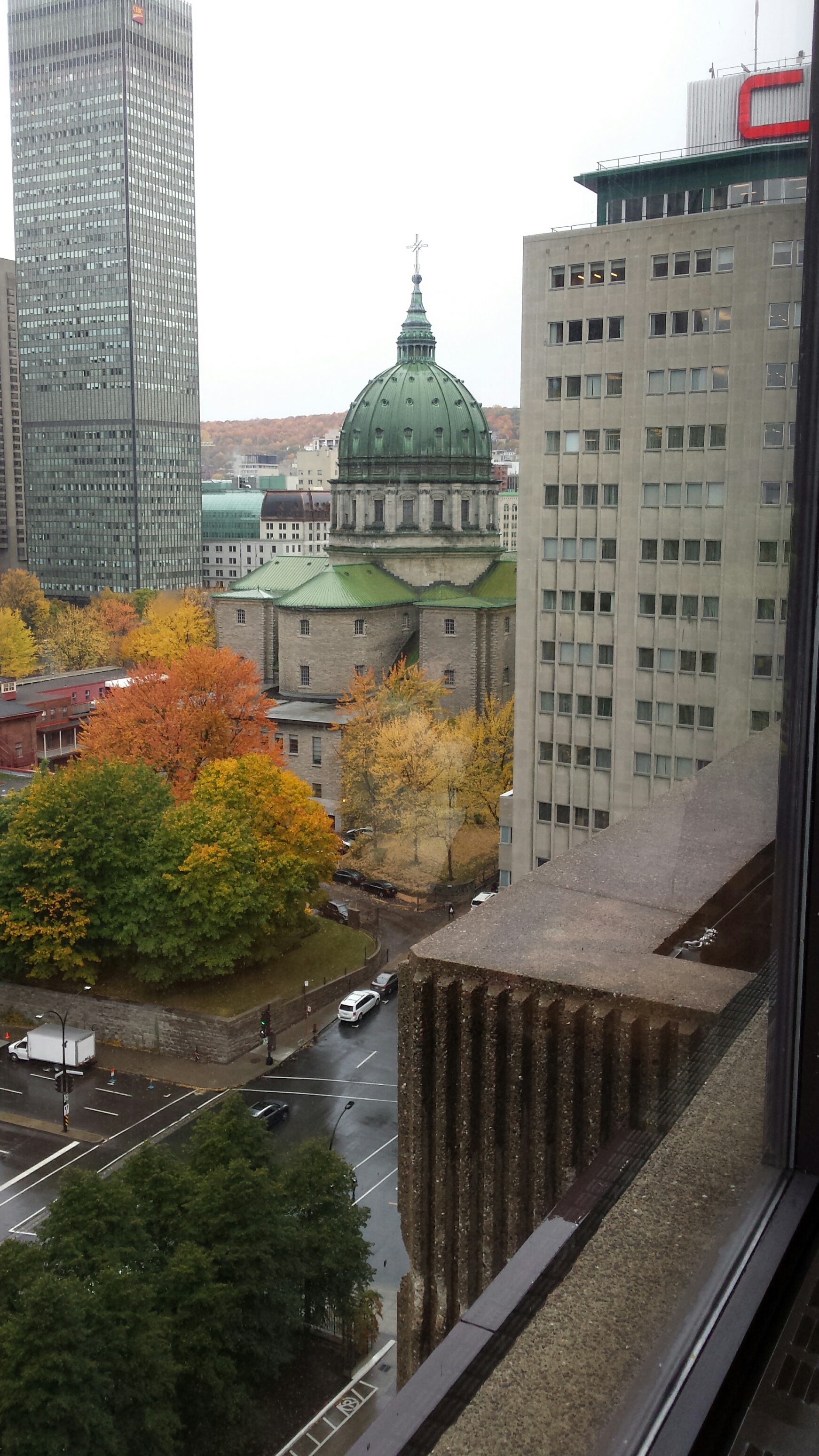 The view from Hotel Bonaventure in beautiful downtown Montreal.