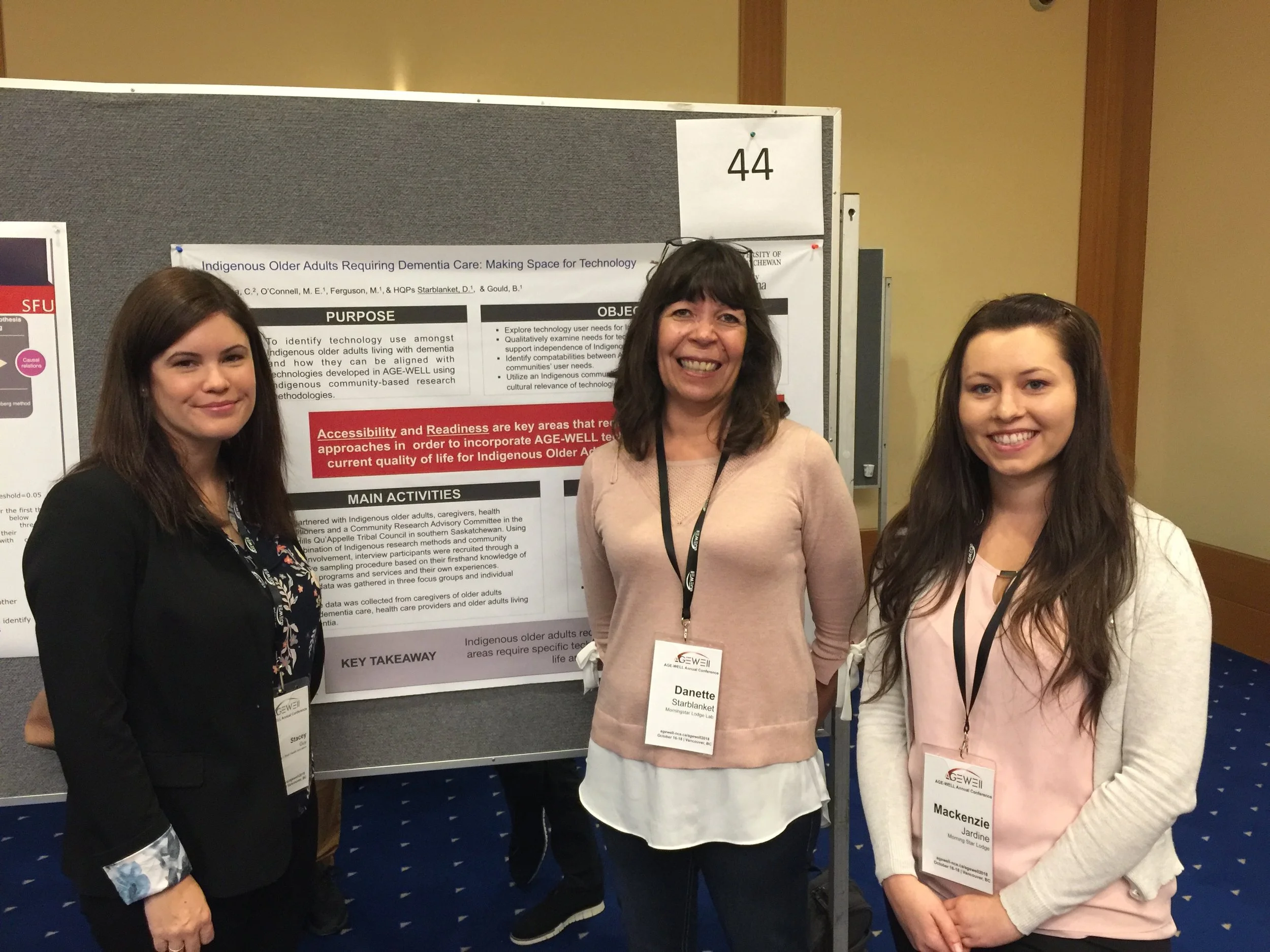 AGE-WELL Poster WITH STACEY GUY, DANETTE STARBLANKET, and MACKENZIE JARDINE (L to R).
