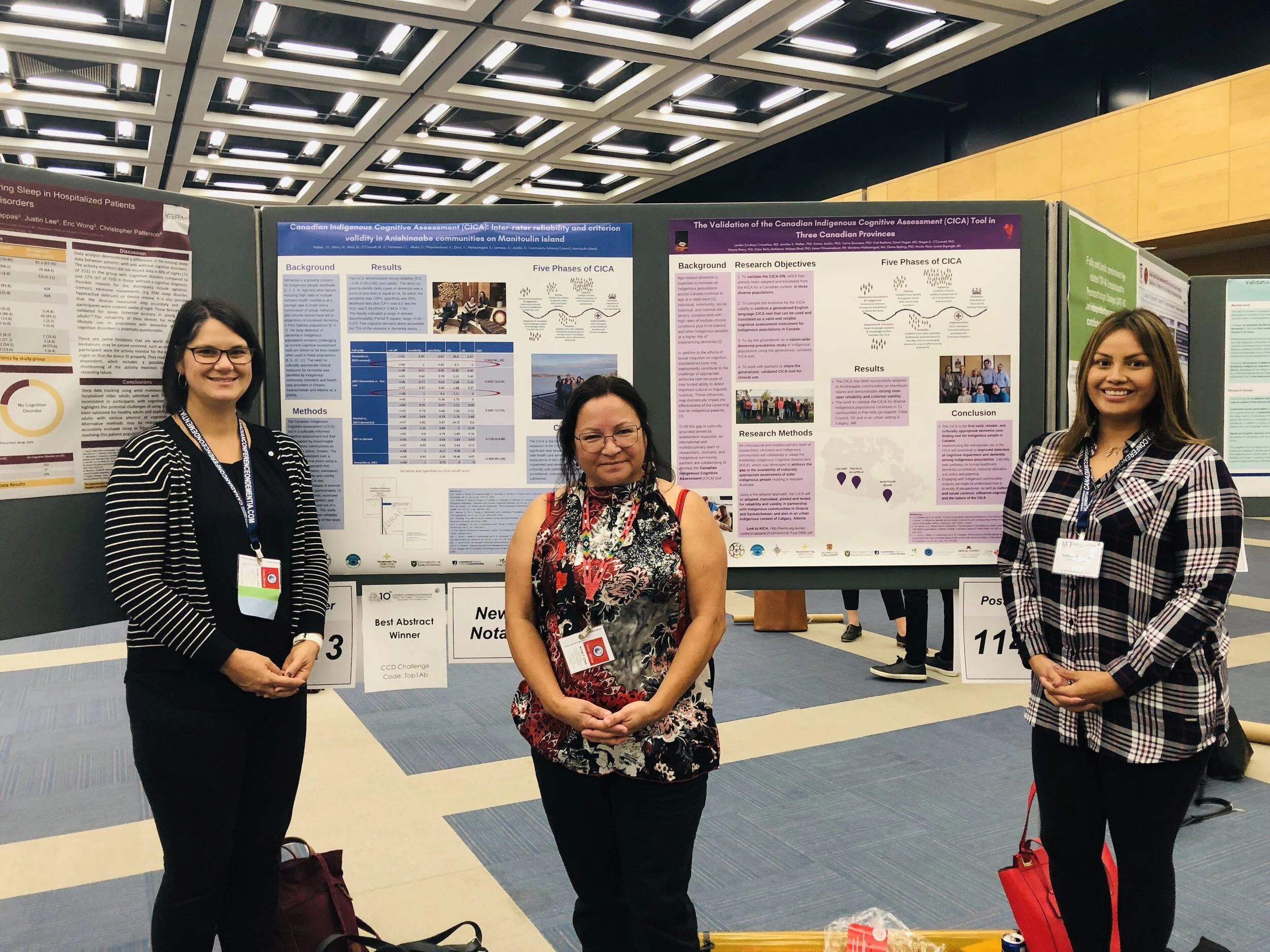 Louise BigEagle providing a poster presentation for the Canadian Indigenous Cognitive Assessment at the 10th Canadian Conference on Dementia.