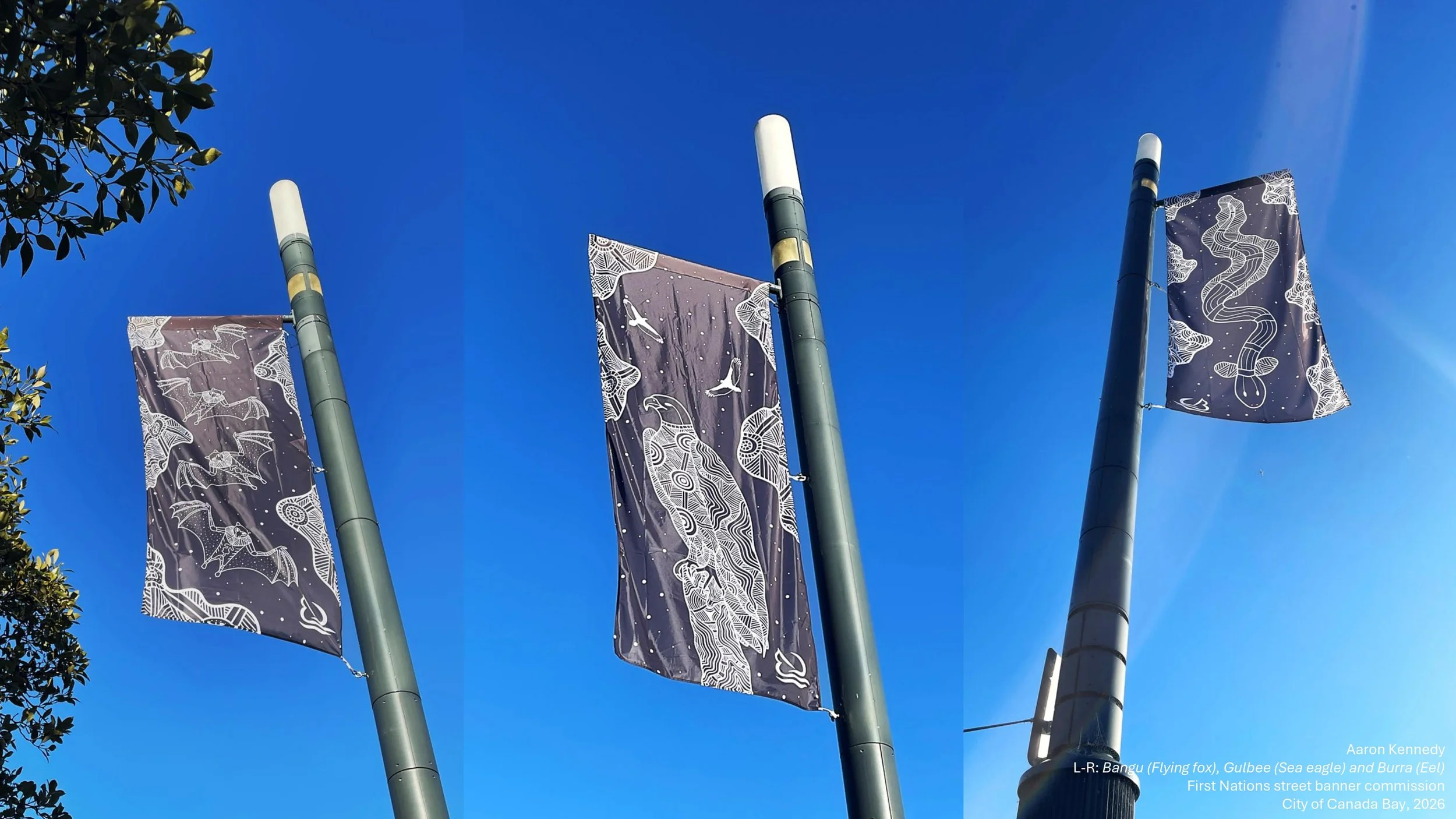Aaron Kennedy - First Nations street banner commission, 2026 - City of Canada Bay Local Government Area, Sydney/Warrane