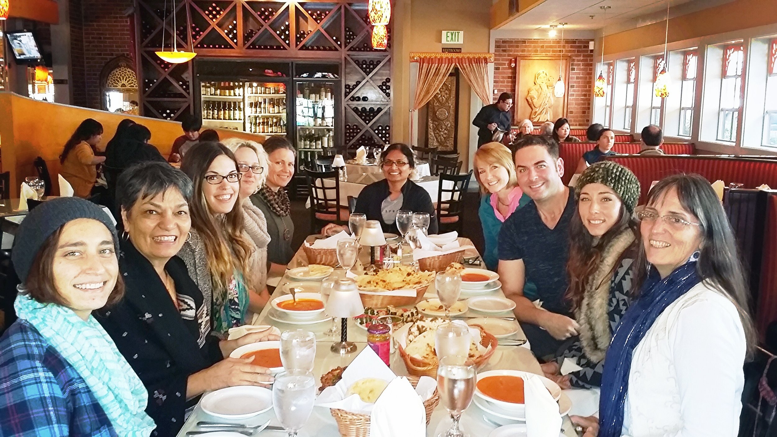 with students at lunch