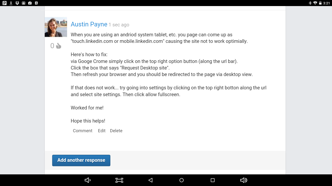 LinkedIn Not Working For Tablet or Mobile