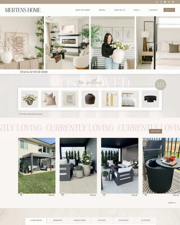 A small peek around the custom website we designed for @themertenshome 🤍

Erika, the face behind The Merten&rsquo;s Home, shares cozy neutral home inspiration and affordable Amazon finds that help your space feel warm, functional, and pulled togethe