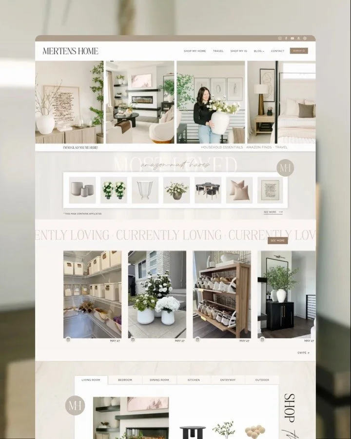 Still obsessing over the custom branding and Wordpress site design for @themertenshome 🤍

Erika, the creator behind The Merten&rsquo;s Home, shares cozy neutral home inspiration, affordable Amazon finds, and simple ways to make your home feel warm, 