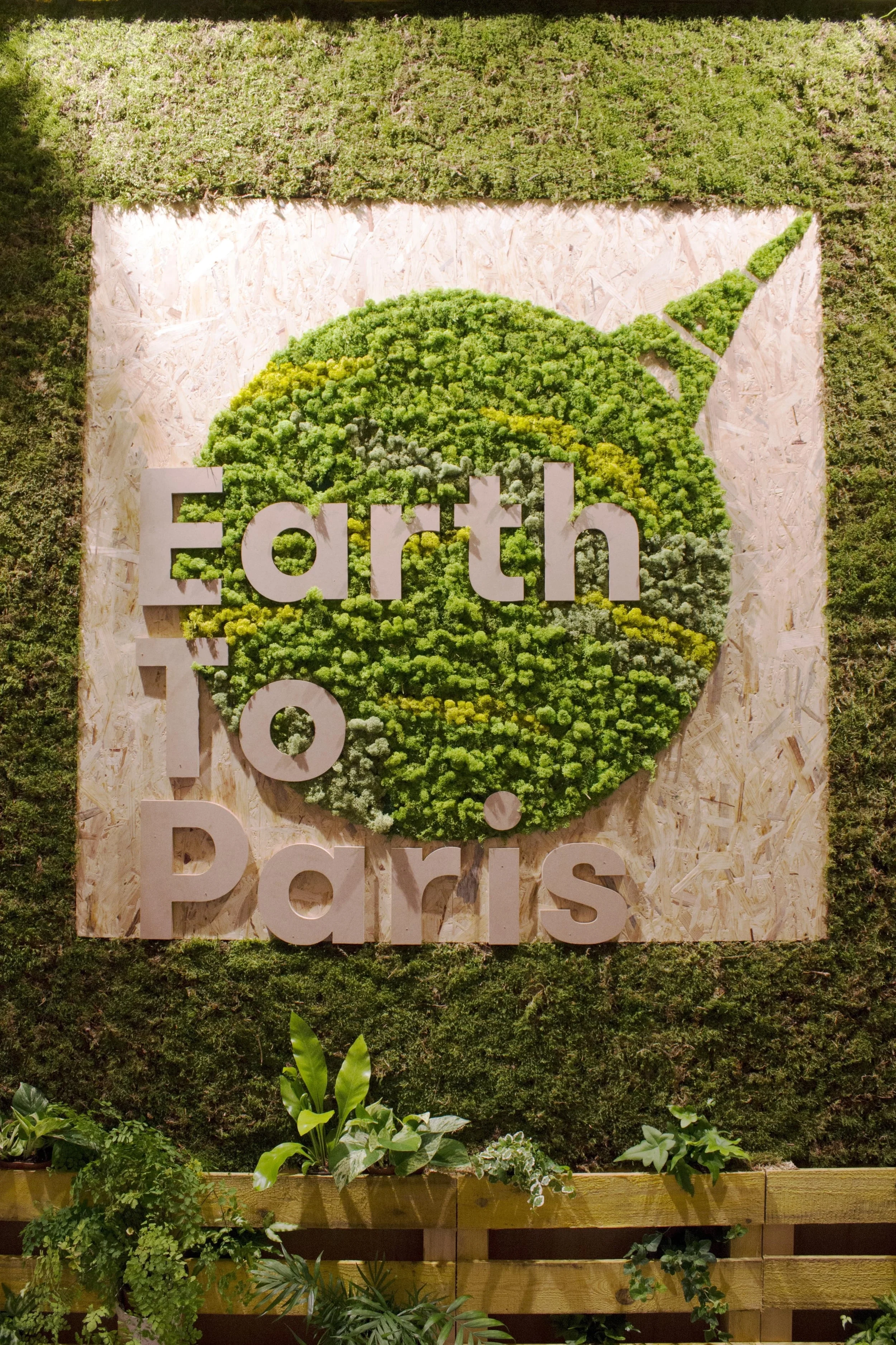 Living wall entrance at the Earth to Paris event hosted by the UN Foundation at the Petit Palais, Paris.