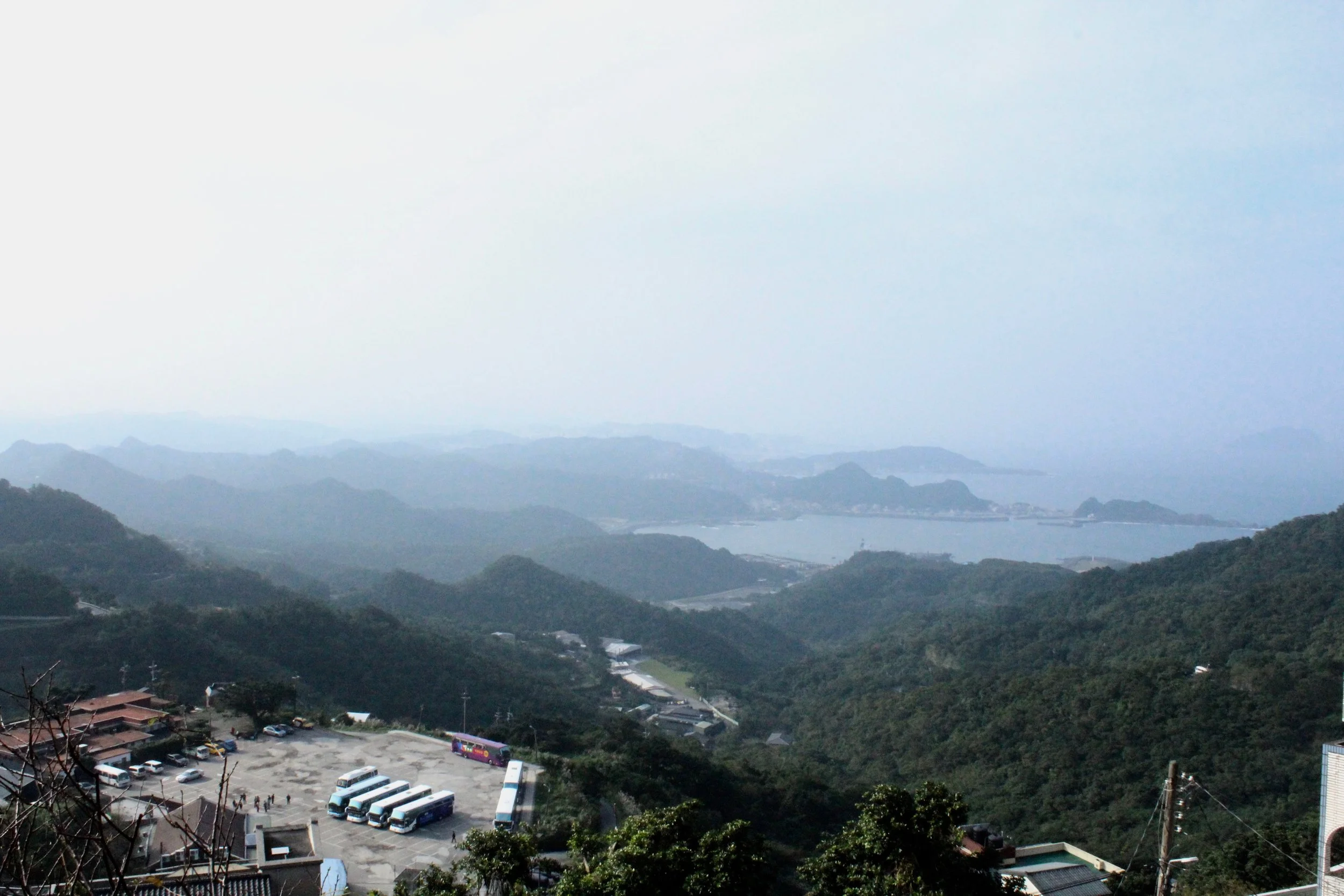 View from Jiufen down on the coastline.