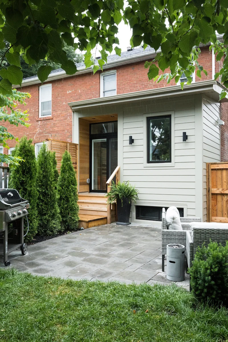 The one storey addition seen from the backyard patio.
