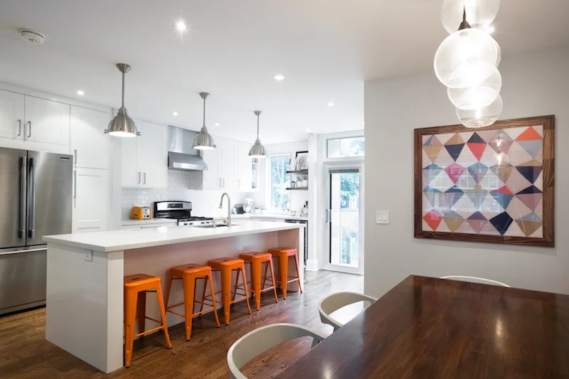 The ten foot island seen from the dining room. Photo by Melanie Gordon Photography.