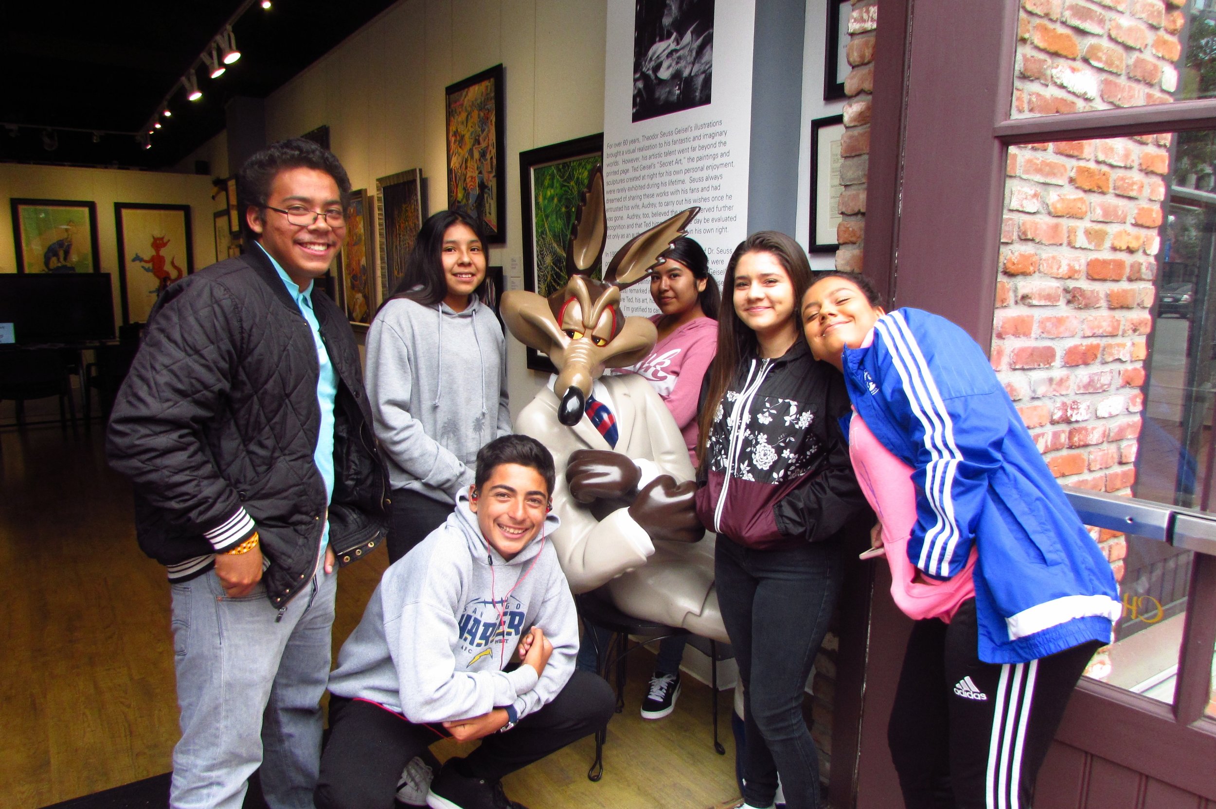  Students viewing their work from the 2017 Arts Component at the Chuck Jones Gallery in Downtown San Diego. 