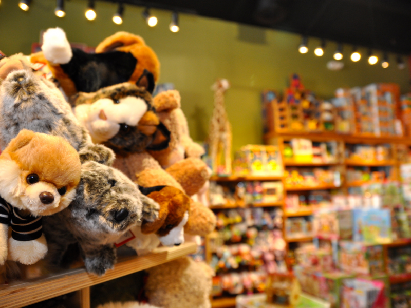 An image of the various, overflowing toys available at Geppetto's!
