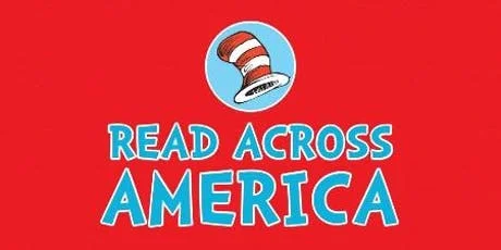 A graphic featuring the text “Read Across America” underneath an image of the hat from Dr. Seuss’s “The Cat in the Hat.”