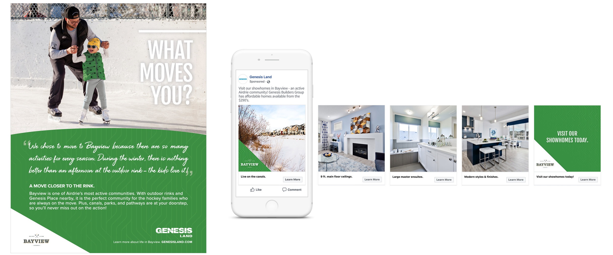 Print Ad for Hockey Life Magazine - Example of Facebook Carousel Ads for community and showhomes.