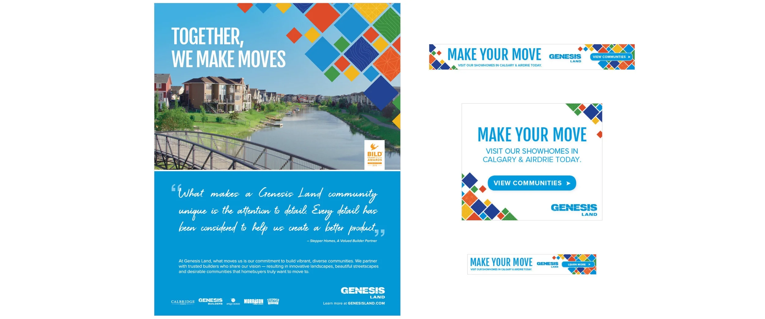 Print Ad for BILD Magazine - Online ads featured information complimentary to radio scripts that were airing at the same time. The ads reflected the Genesis Land mosaic pattern representative of all communities .