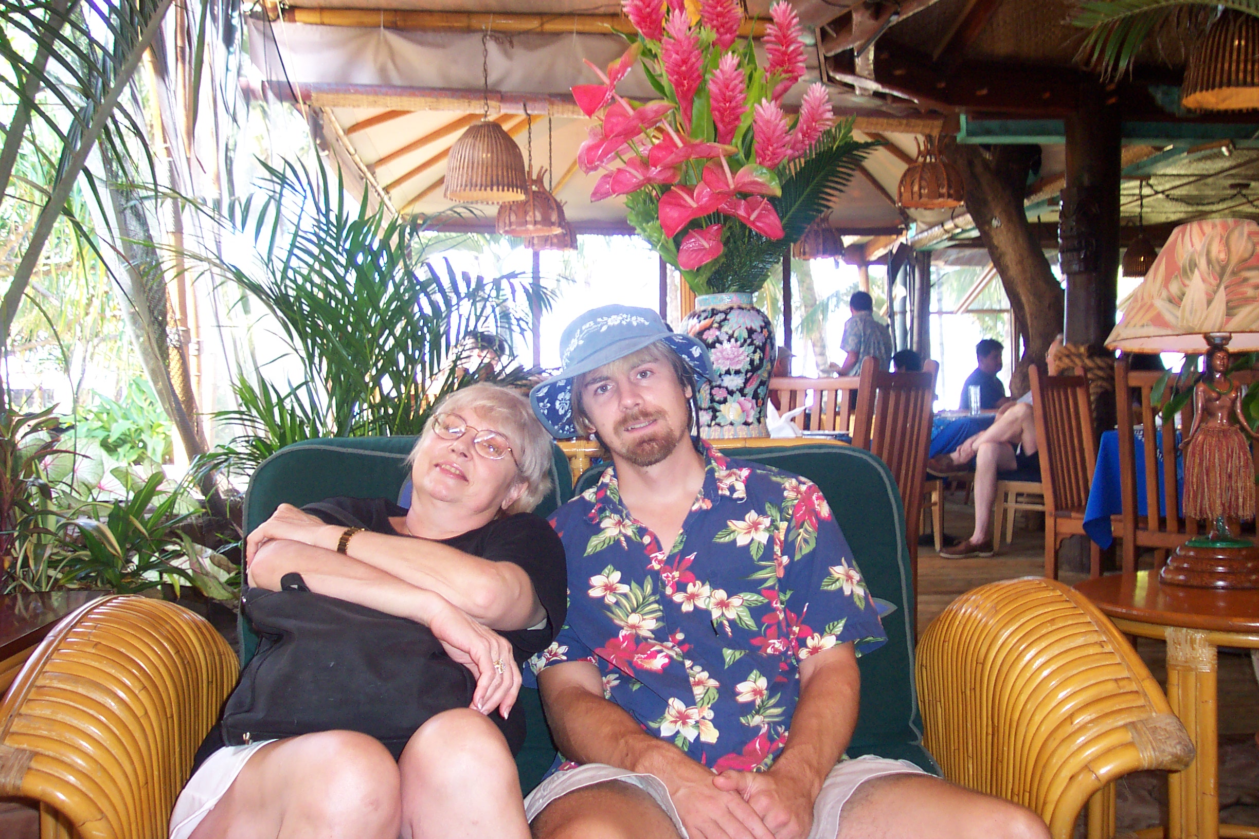 Judi and Dave at her favorite place: Mama's Fish House on Maui.