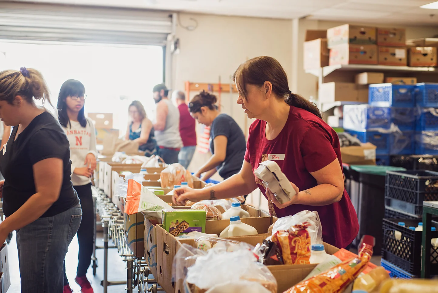 Some of our many volunteers helping with food distribution.. 