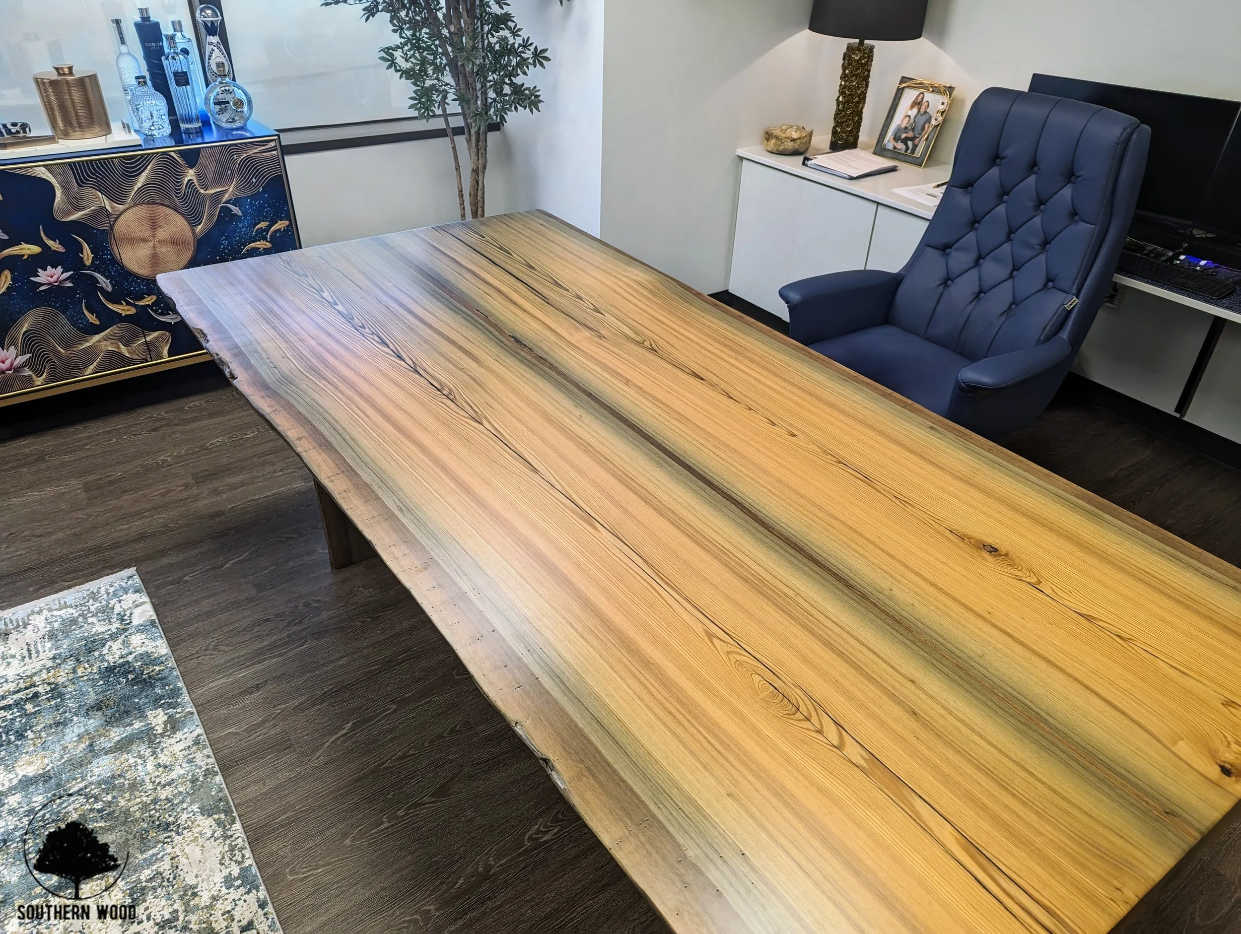 live edge reclaimed sinker cypress wood desk