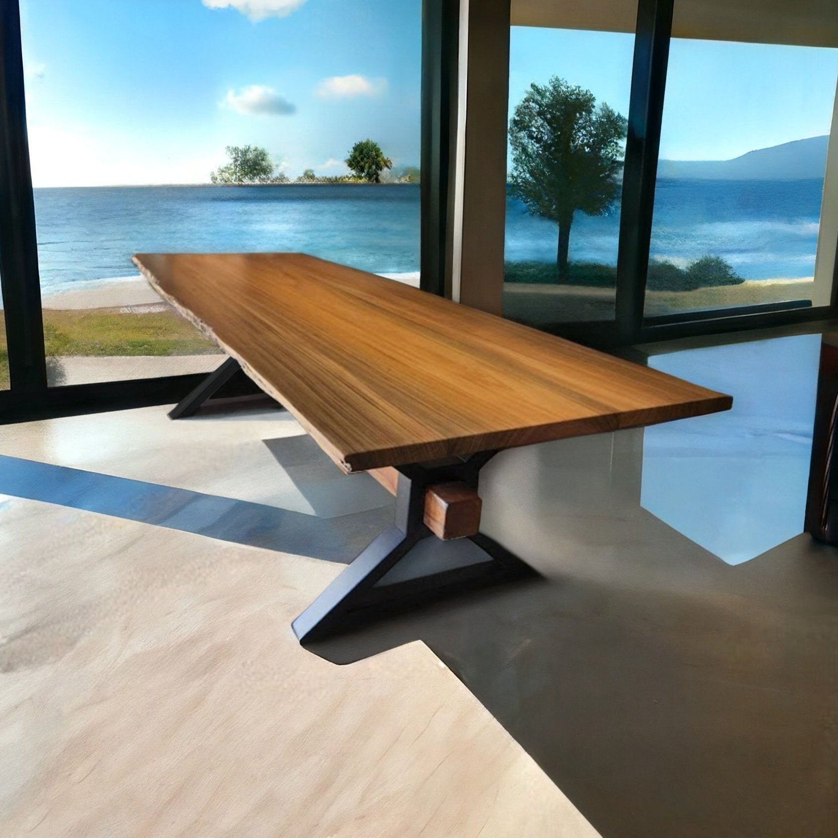 sinker cypress custom live edge dining table, wood slab, reclaimed