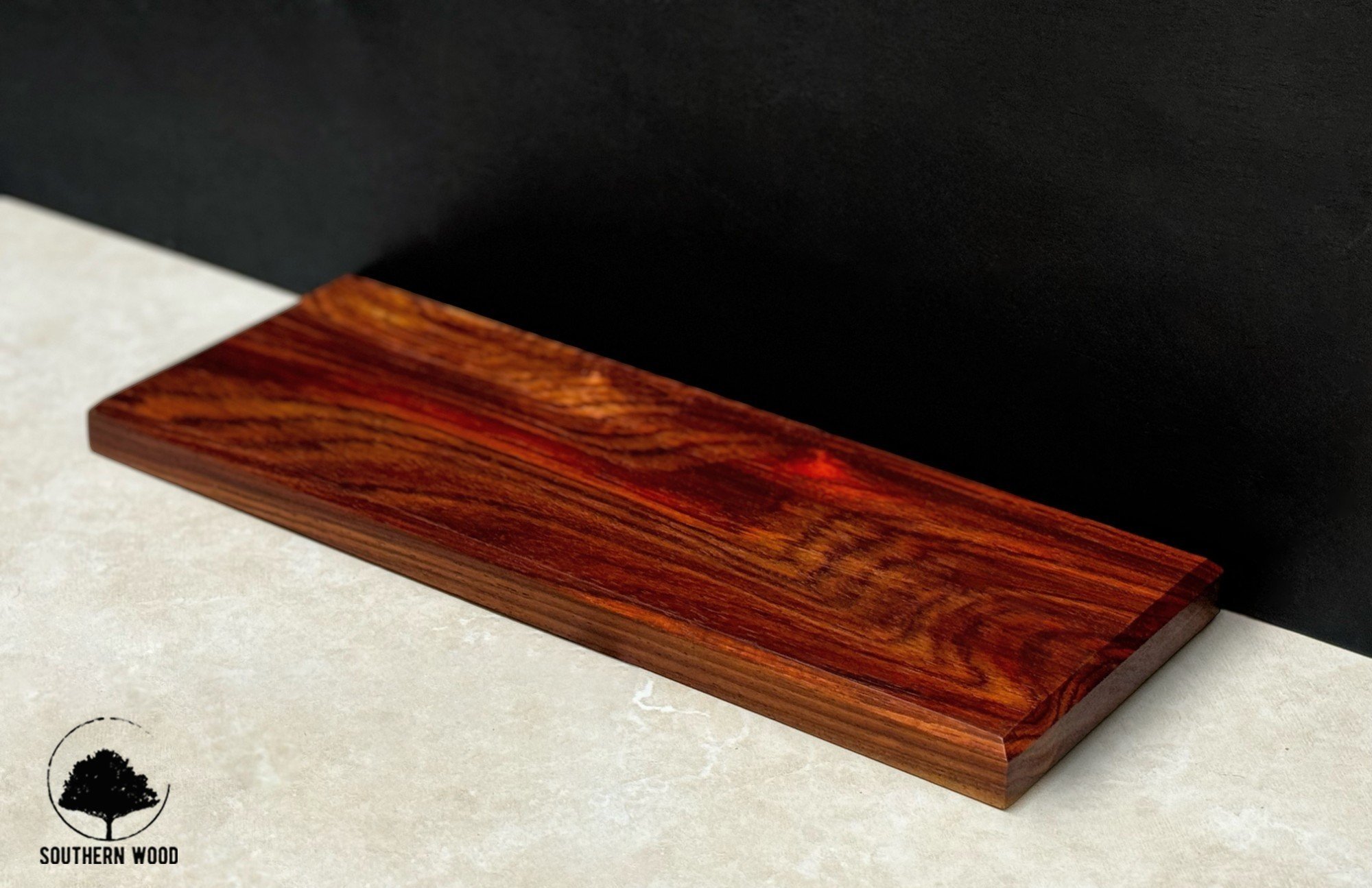 Solid African Padauk Wood Enhanced Magnetic Knife Block Display Rack, Stand and Charcuterie Board
