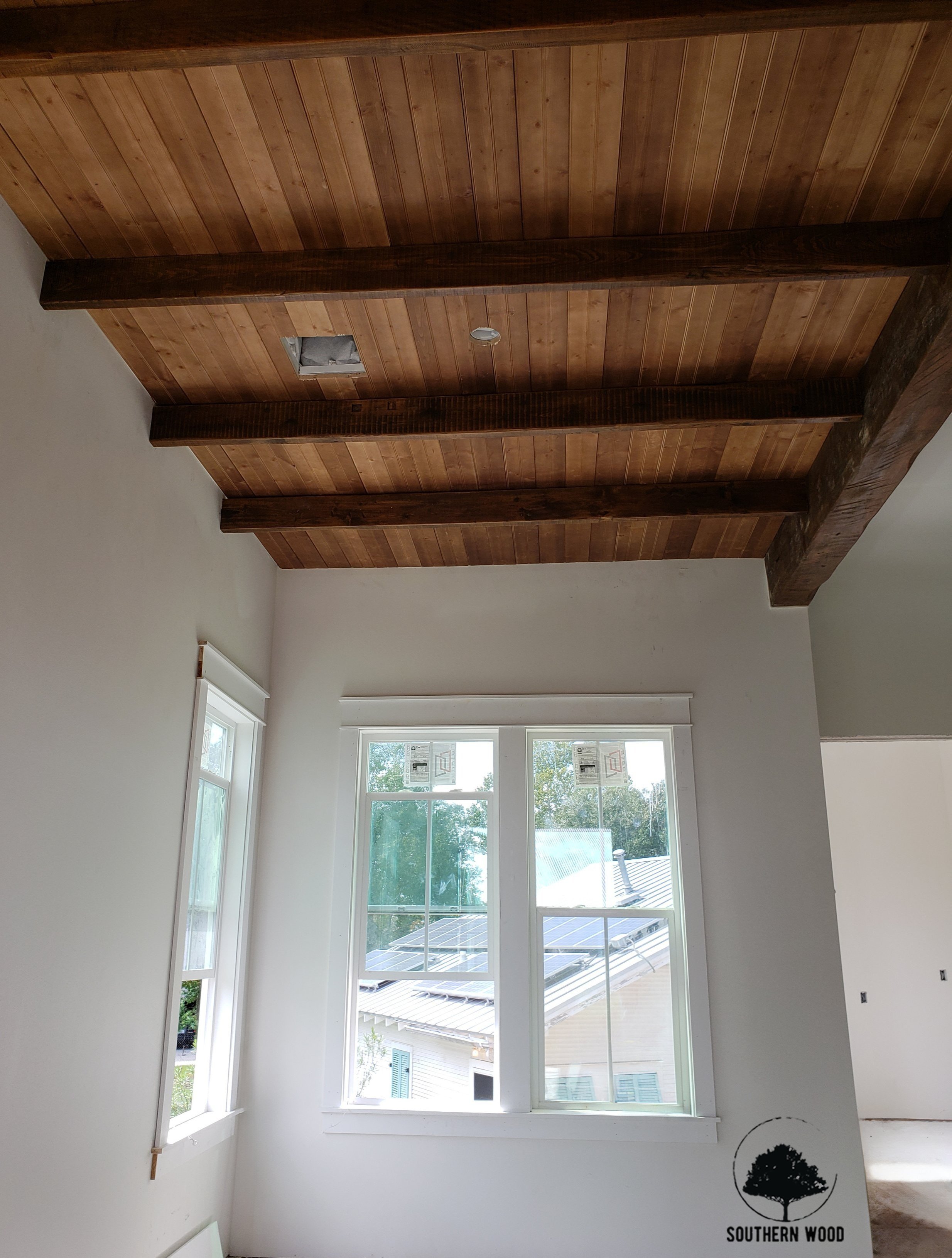 custom rustic wood box beam