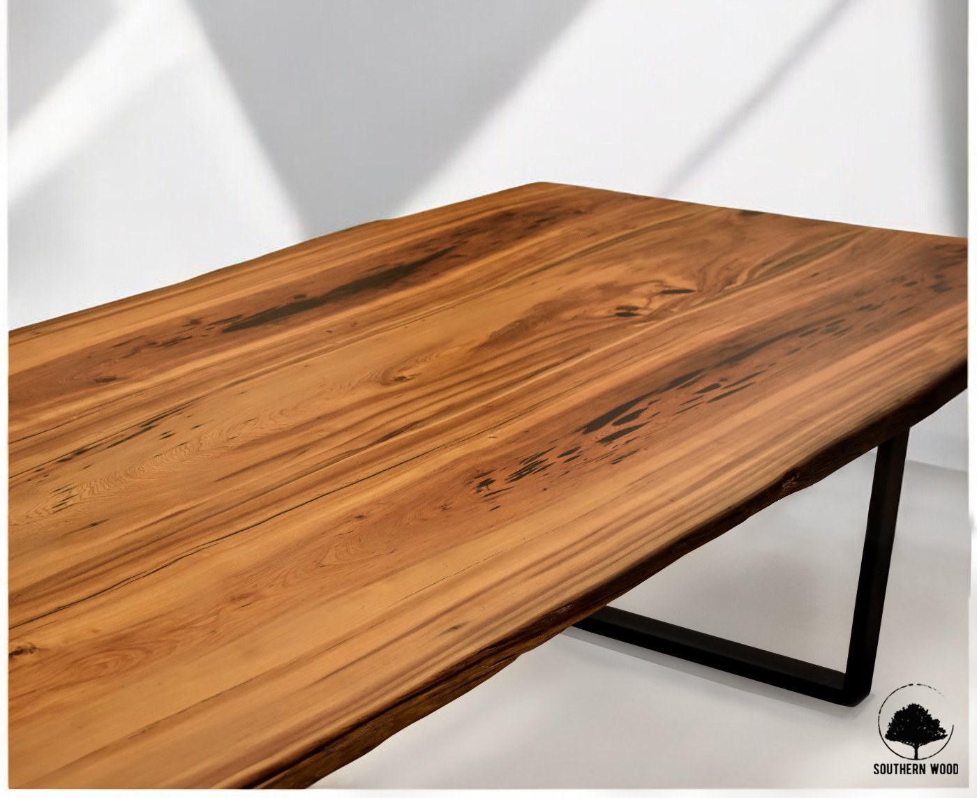 custom live edge Louisiana pecky sinker cypress wood & resin dining table