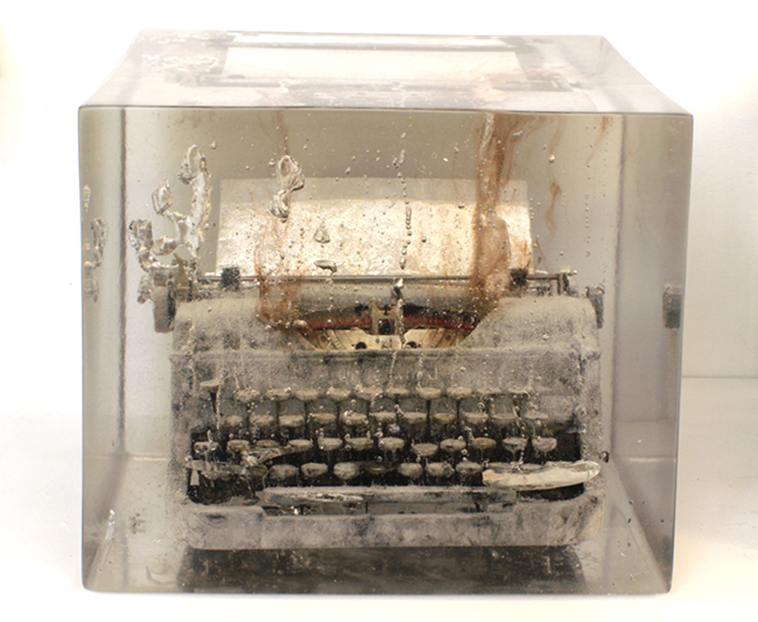 Typewriter #3: “I once was on the top of this tree .” 2012 Washi paper, charcoal, typewriter, resin 13.75" x 13.75" x 12" 