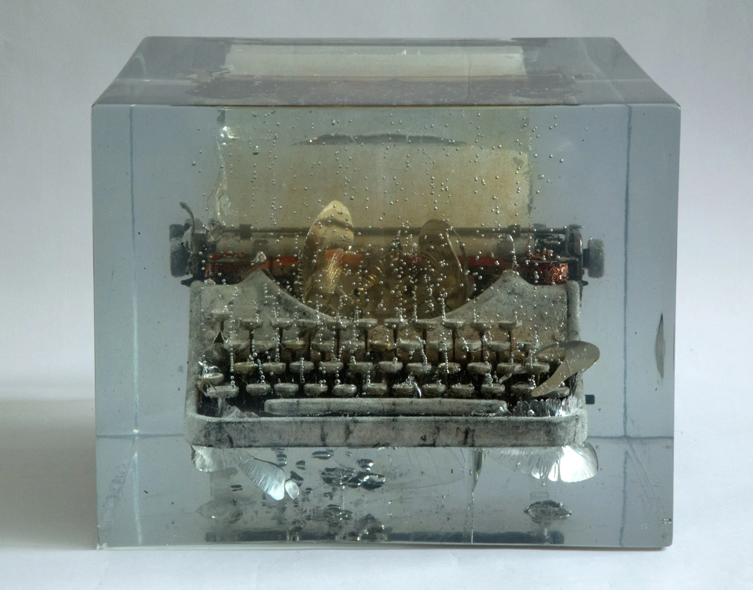 Typewriter#2: “I was defeated, yet...” 2012 Charcoal, Washi, Typewriter, Resin 13.75" x 13.75" x 11"