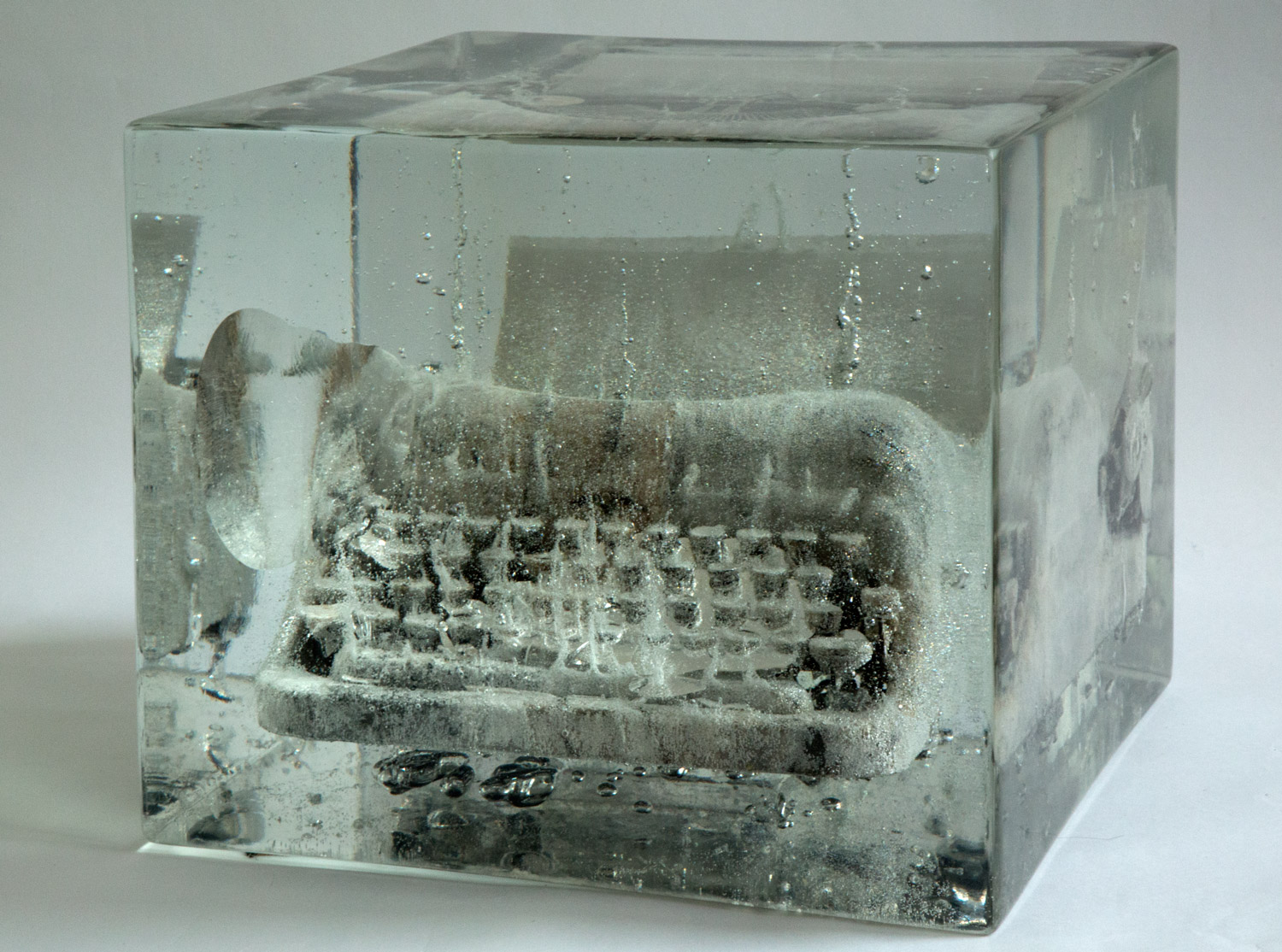 Typewriter#5: “I am here.” 2012 Charcoal, Washi, Typewriter, Resin 13.75" x 13.75" x 11.5"