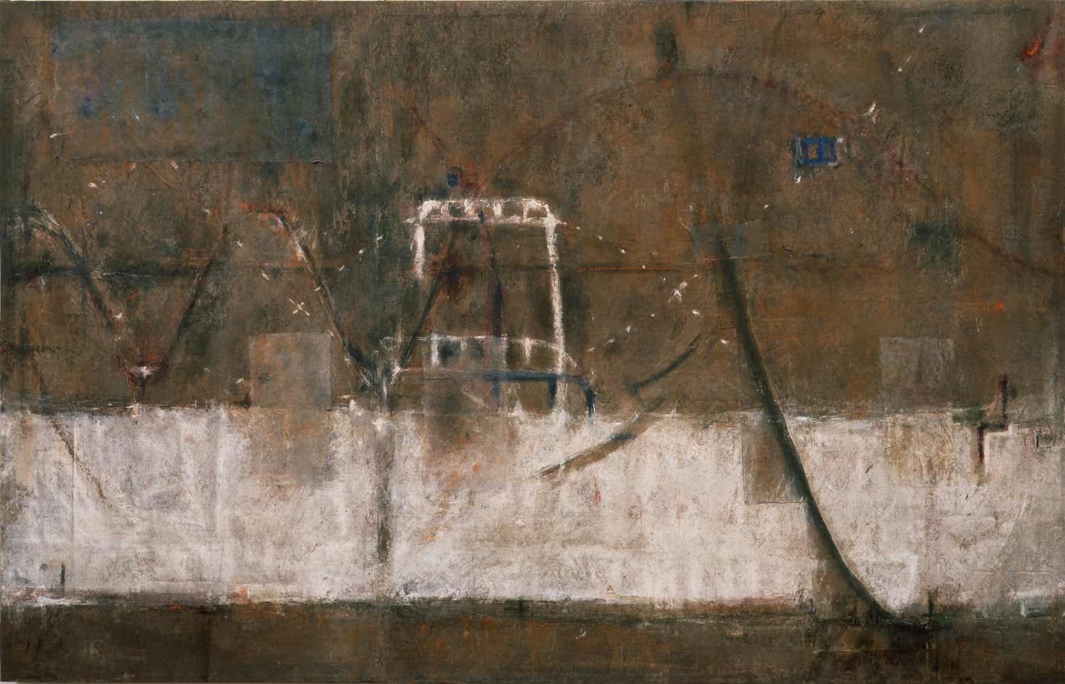 Layers of Time - From Bed 1997 Mixed media, washi on linen 69 x 105 inches