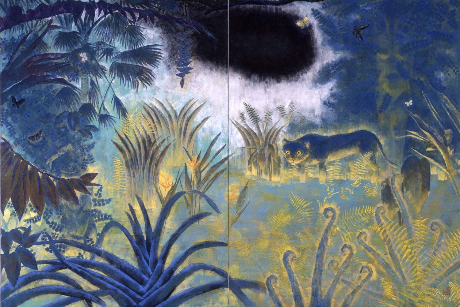 Spring in Forest 1992 Japanese mineral pigment on washi, panel 141 x 98 inches