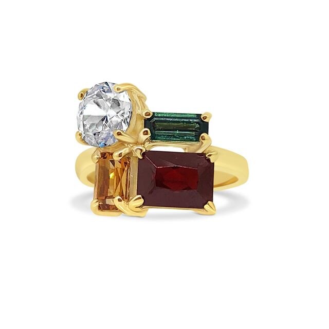 A custom made ring for our client @moniquefenn who had a collection of stones passed down to her from her grandfather. We love the eclectic mix of these gemstones (zircon, tourmaline, topaz and garnet) set together in a cluster design. ⠀⠀⠀⠀⠀⠀⠀⠀⠀
⠀⠀⠀⠀