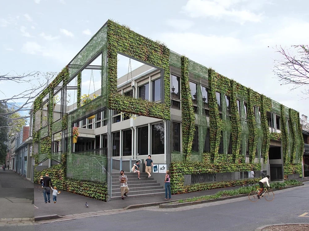 civic green facade