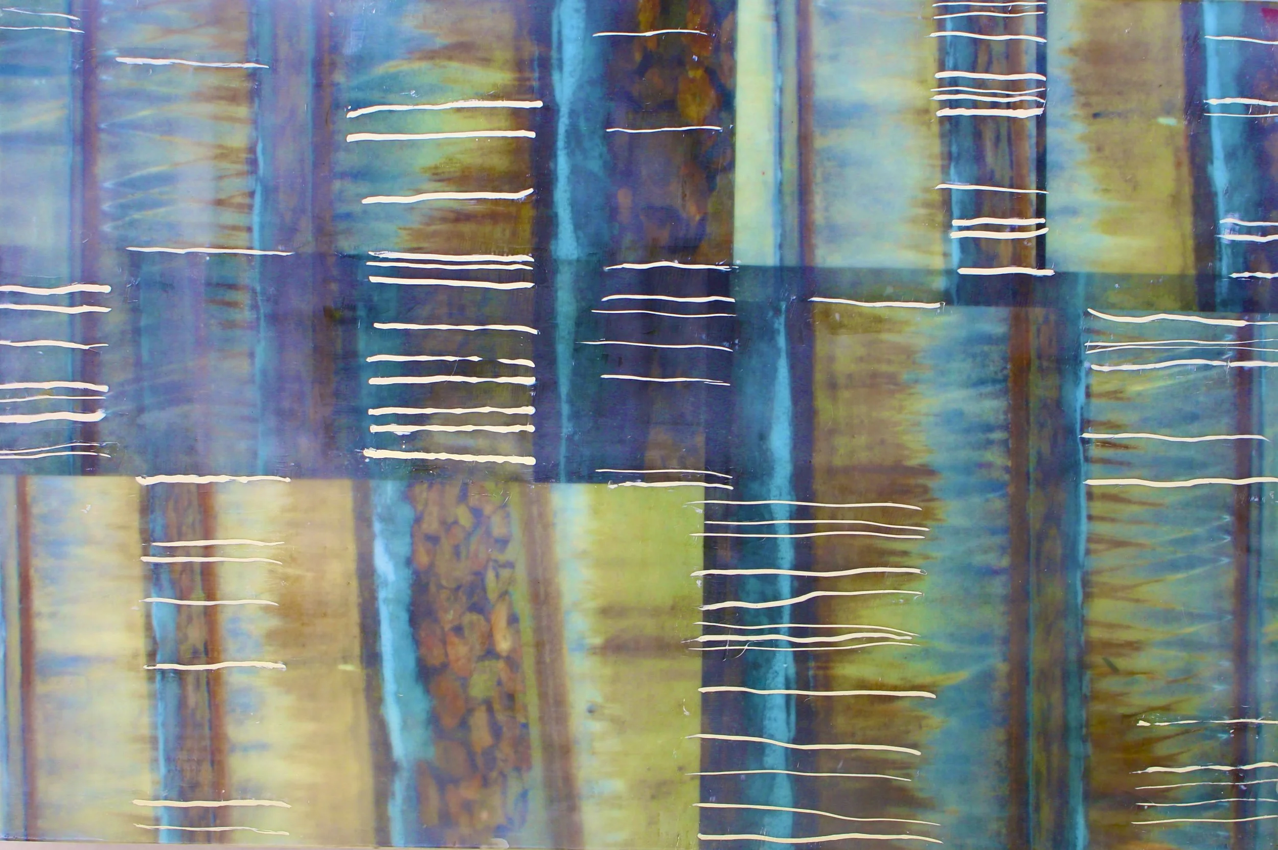 One Day Abstract Mixed Media w Gell Plate-Los Angeles 