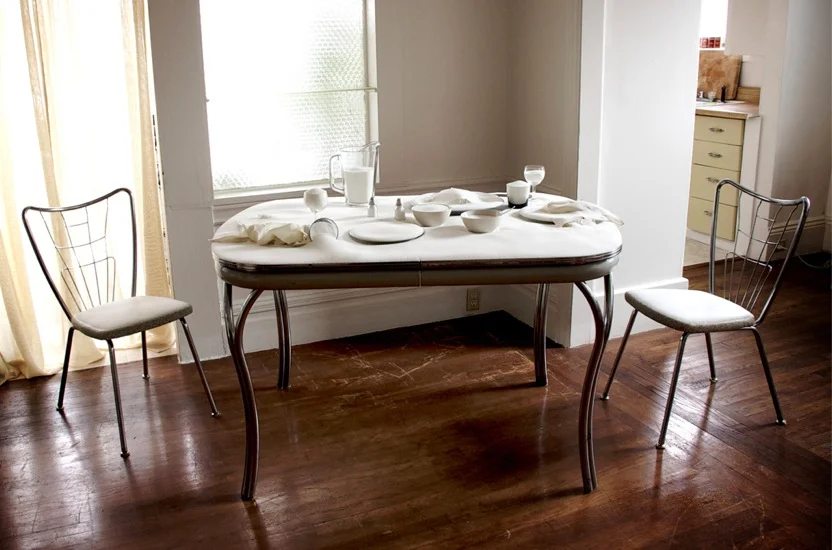 Table sugar, table, dishes, silverware, napkins, glasses, 60" x 36" x 33"