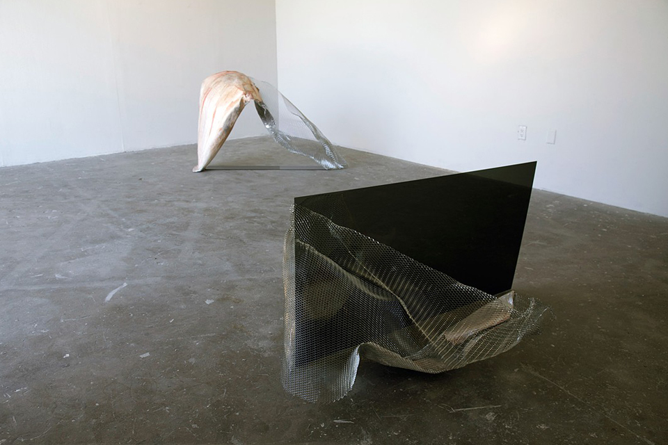 "UNTITLED", plaster, watercolor, mesh and plexiglass, 2013