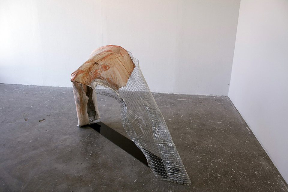 "UNTITLED", plaster, watercolor, mesh and plexiglass, 2013