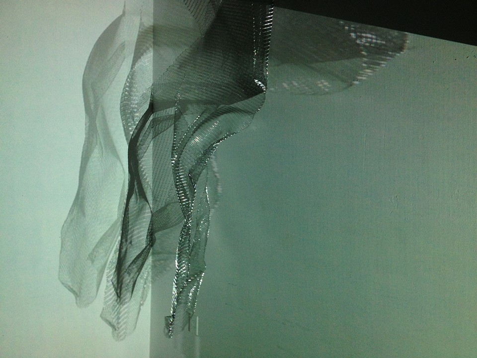 "UNTITLED", metal mesh, projected image on object, 2013