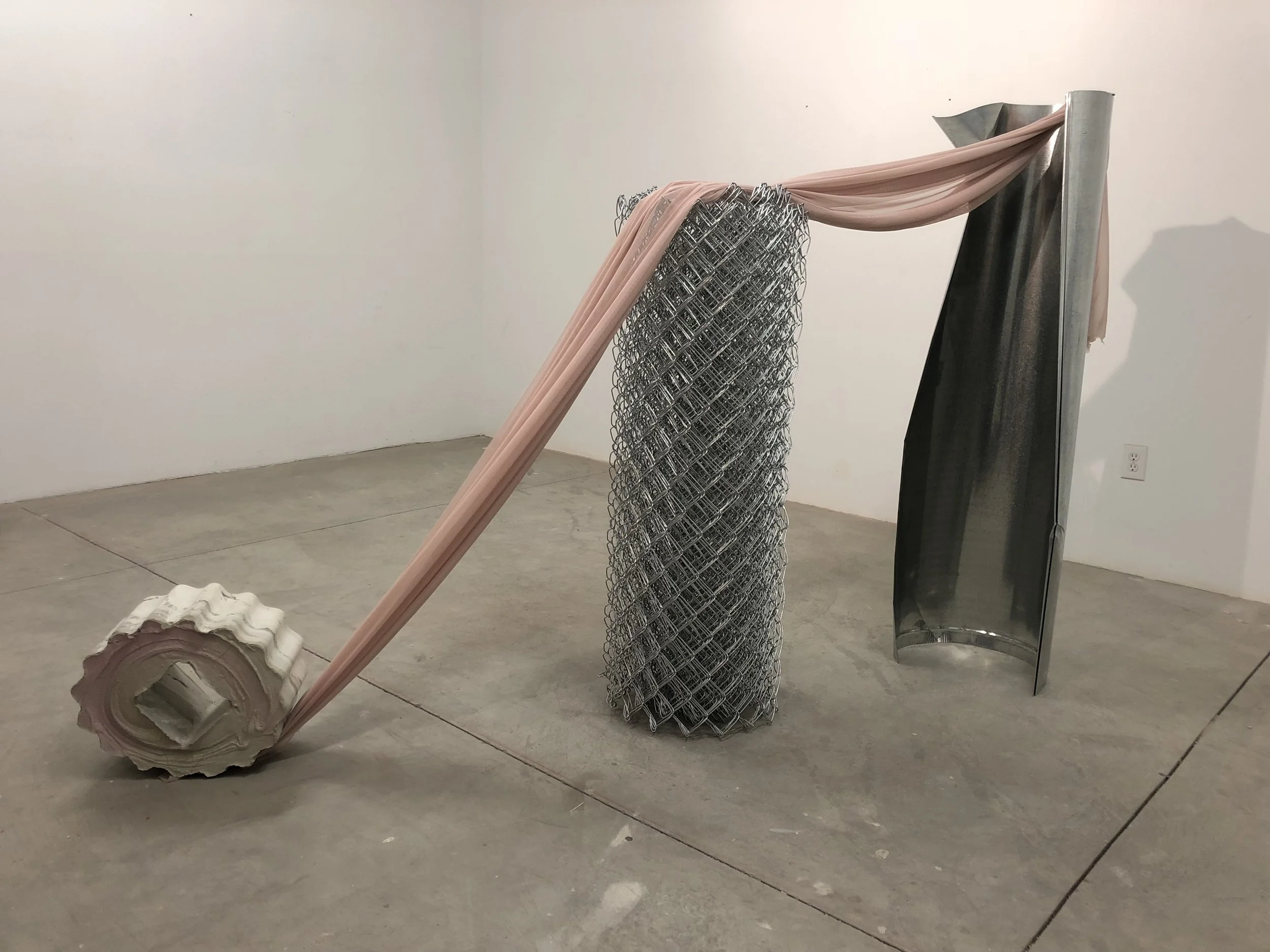 2018 Sumthin’ LIke Your Heavy HD , Concrete, Pigment, Fabric, Steel and Steel Fence. 8.5' x 3' x 6.5'