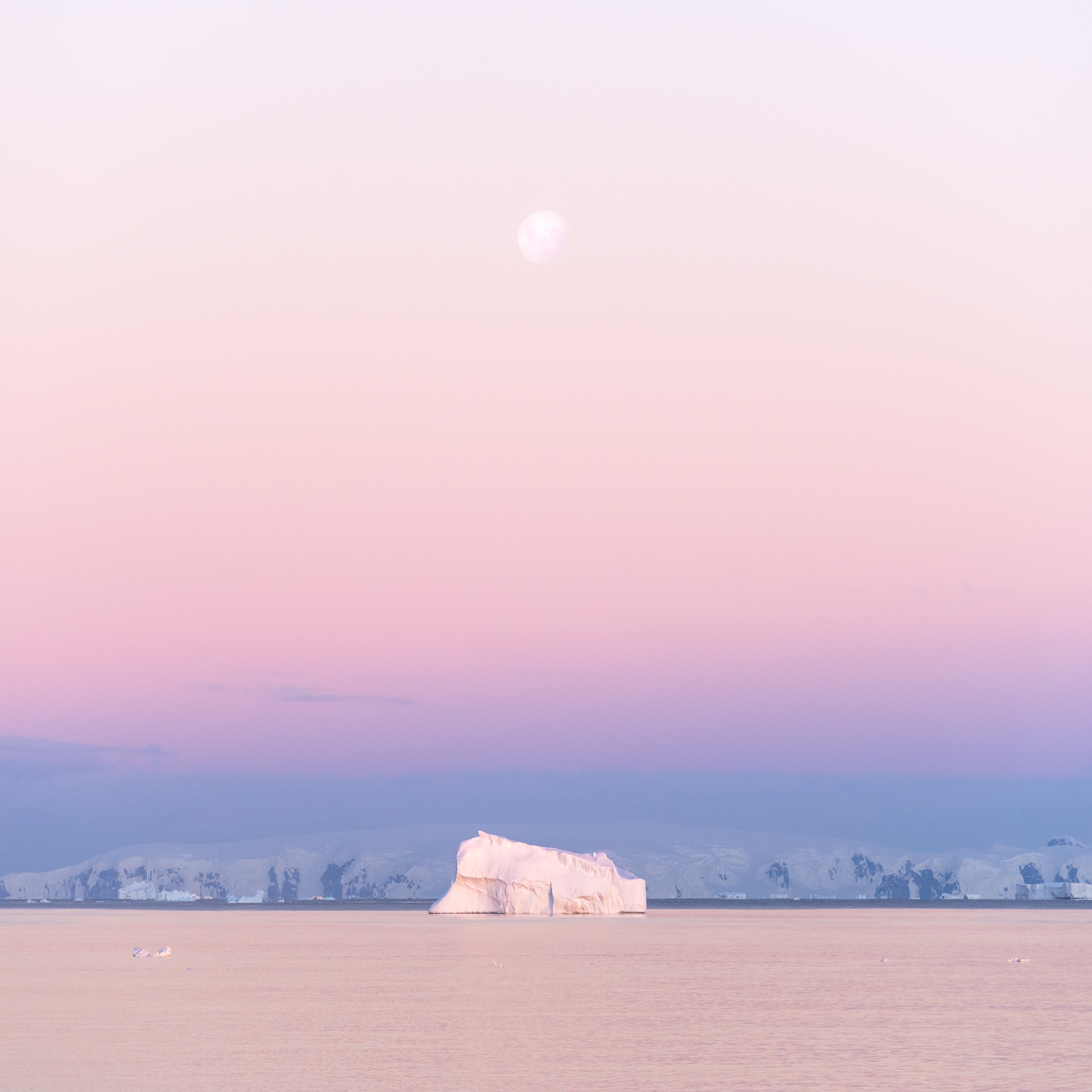 Mikkelsen Harbor Moonrise at Sunset