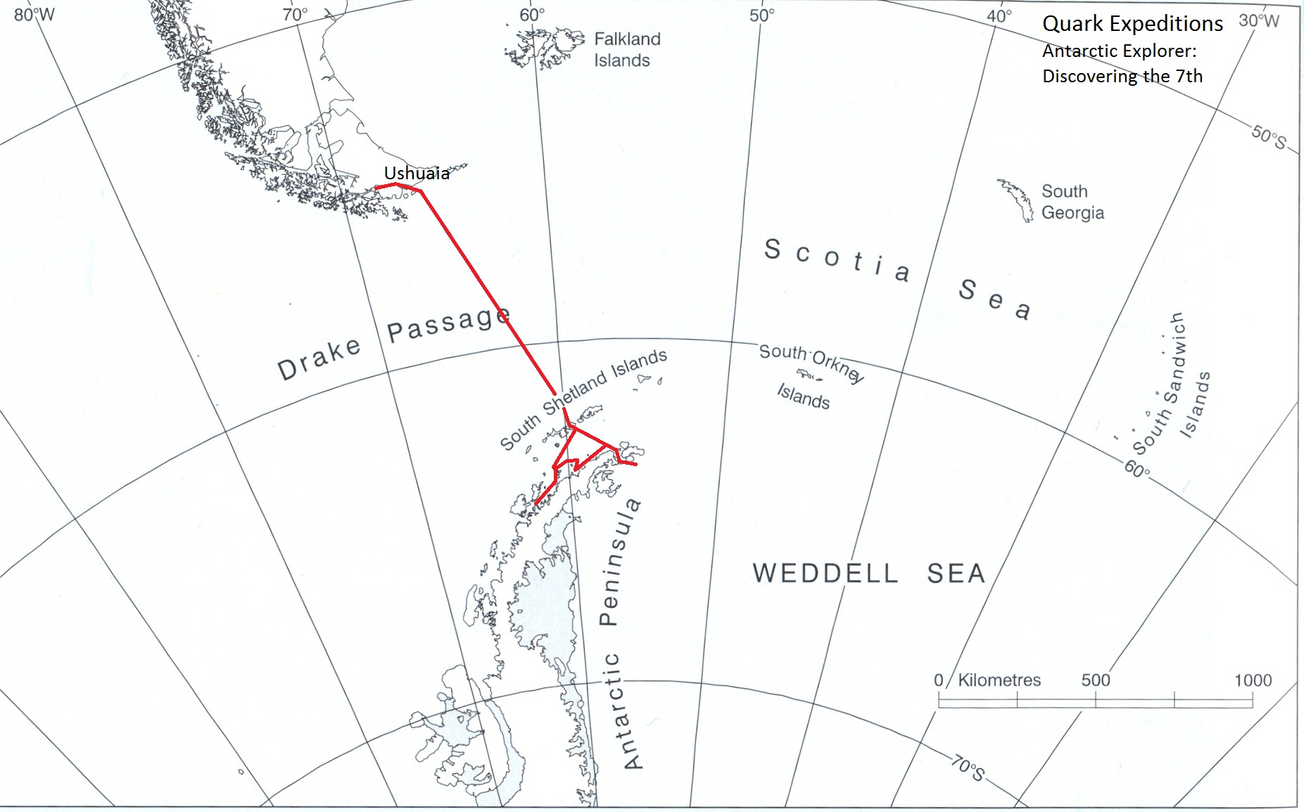 Our voyage map - courtesy of Quark Expeditions