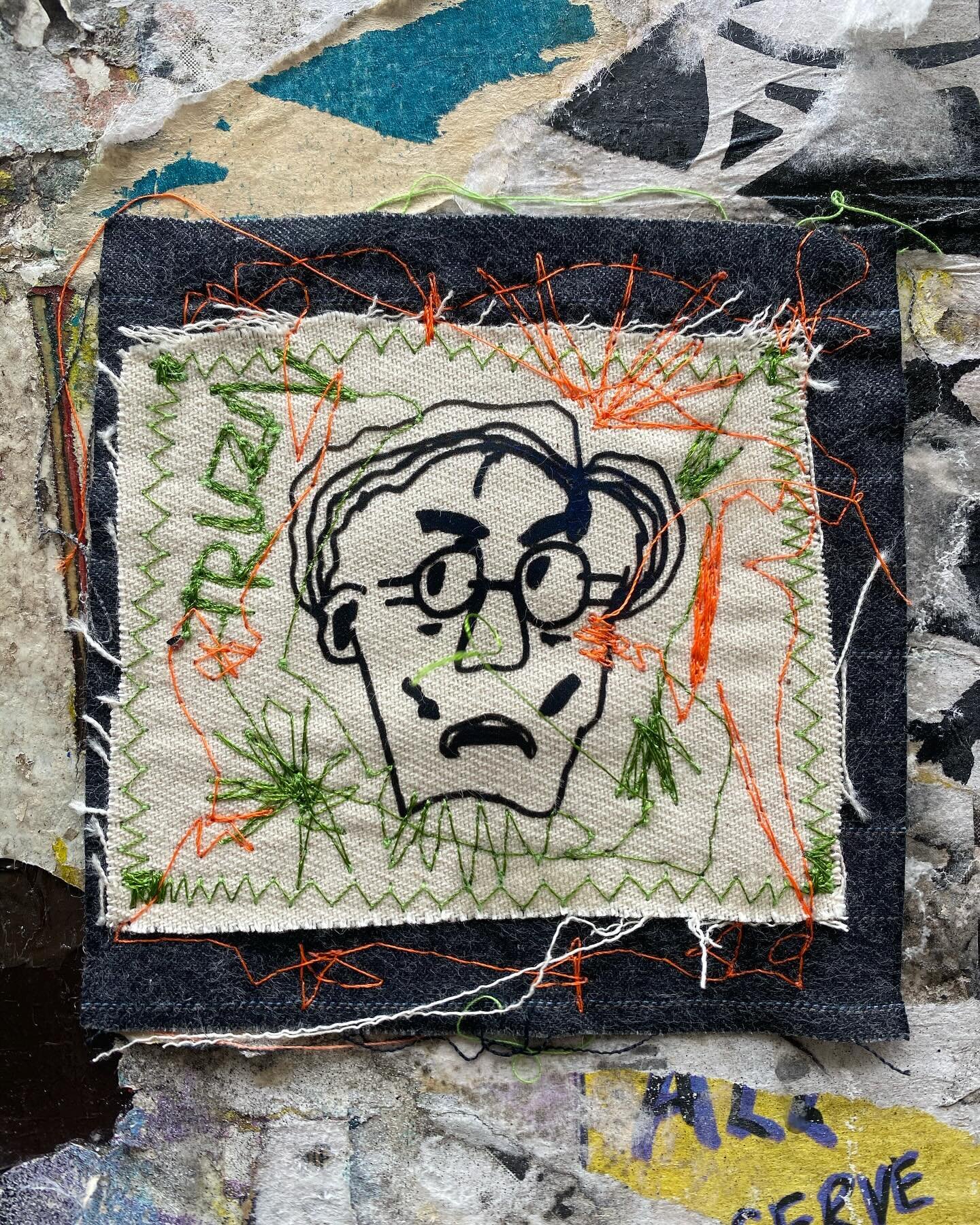 Freehand embroidered paste ups, scattered around East London! Made using offcuts and old prints 🧵