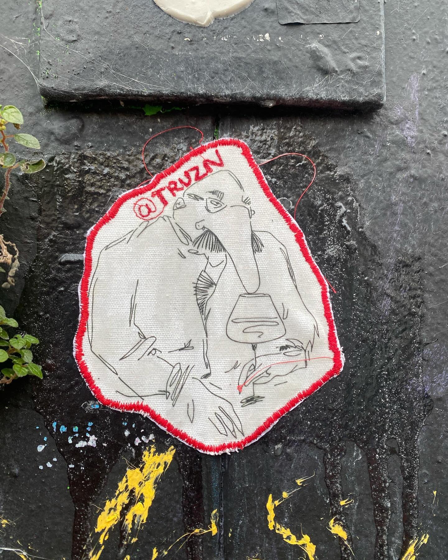 Out and about 
Embroidered paste ups using offcuts and old prints 🪡