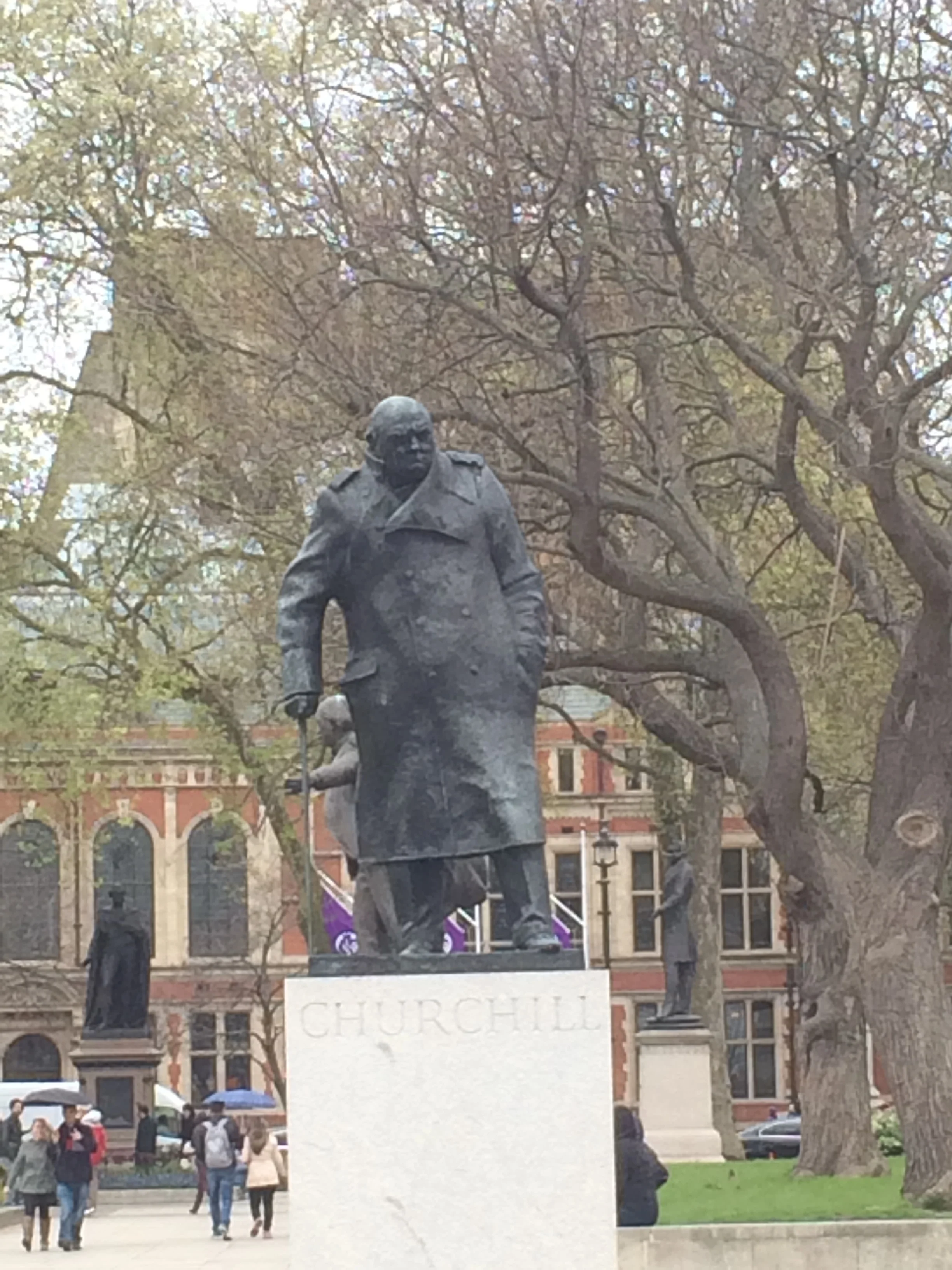 Awesome statue of Winston Churchill on Parliament Street near Westminster Abbey