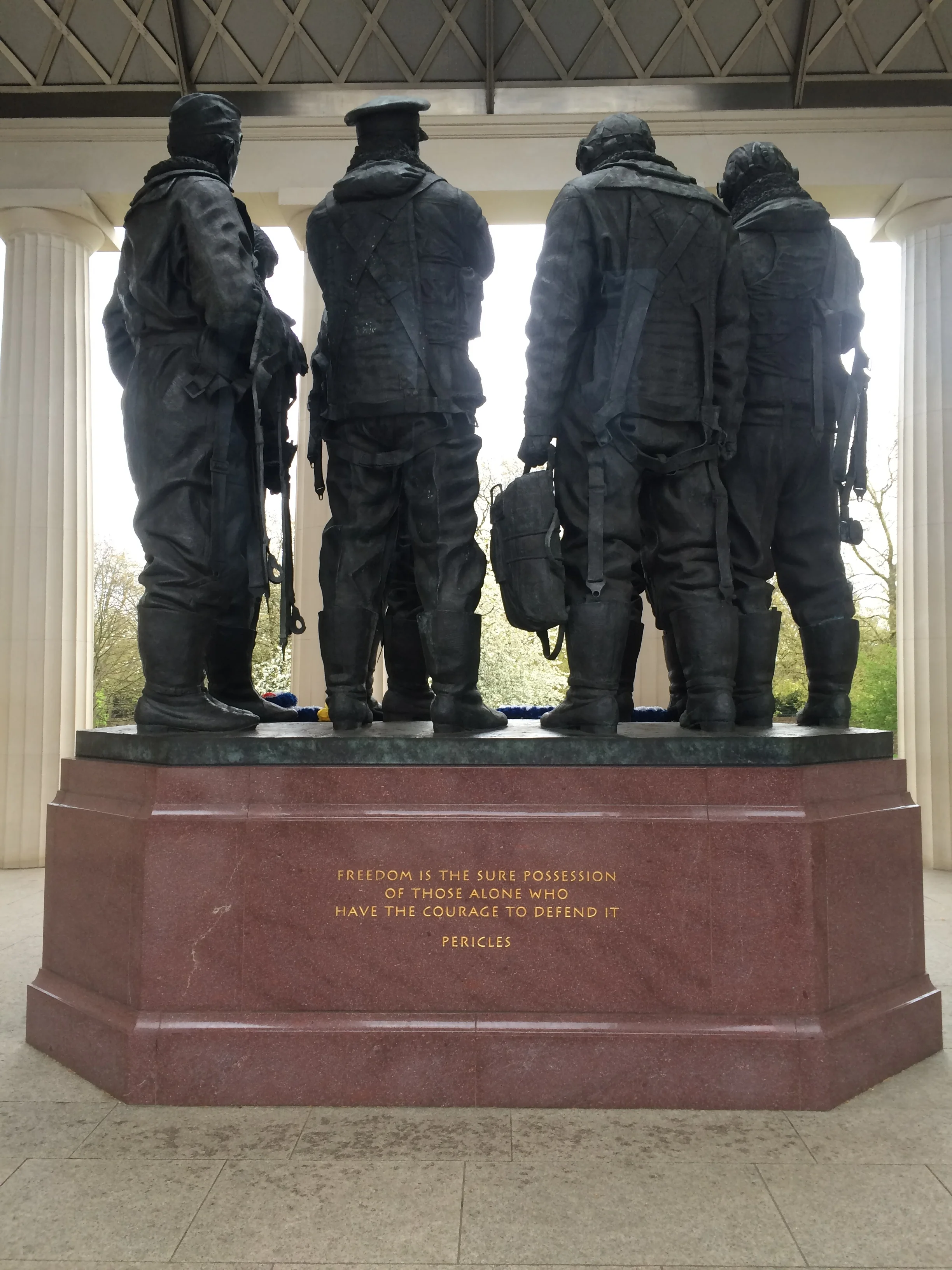 Royal Airforce Bomber Command Memorial at the entrance of Green Park. It was dedicated by Queen Elizabeth II the year of her Diamond Jubilee 28 June 2012