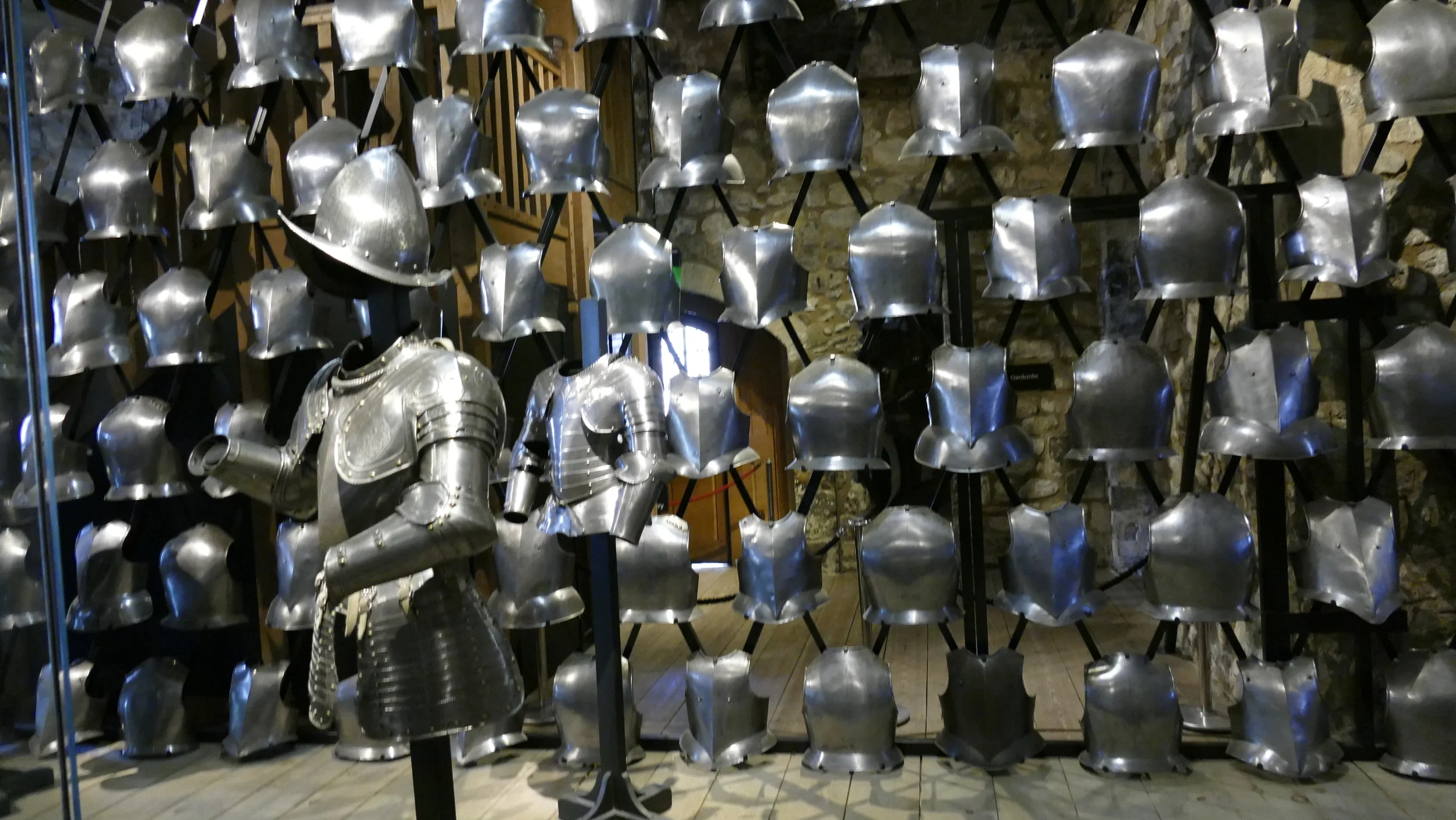 Armor on display in the White Tower at the Tower of London
