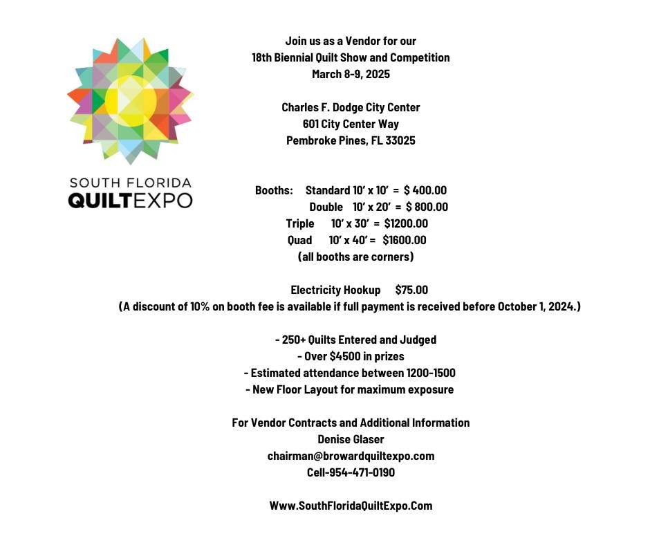 We are working on a new floor plan but never too early to save the date.  #quiltshow