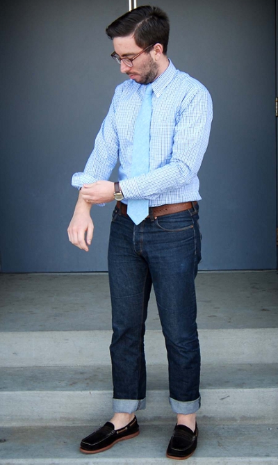 jeans and formal shirt